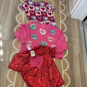 Nordstrom Pink and Red Heart Short Sleeve Tops